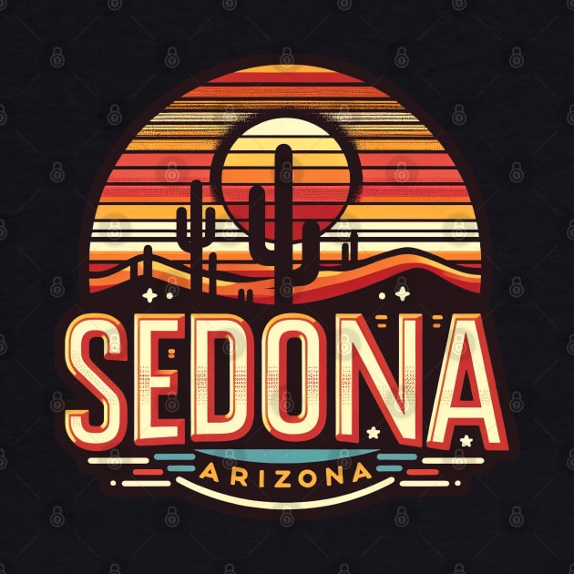 Vintage Sedona Arizona Sunset - Retro Desert Art by Doming_Designs